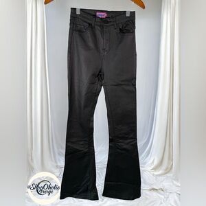 edikted Luna Faux Leather Flare Jeans in black Black flare Jeans size small